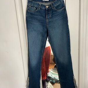 Long Zara denim jeans with cut on the legs on side